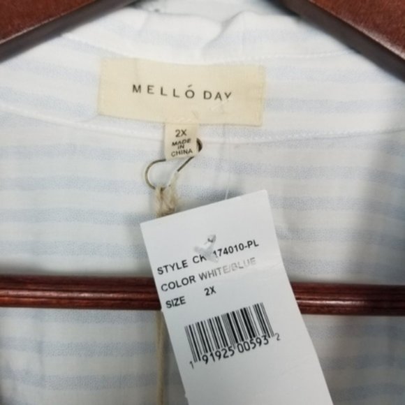 Mello Day Plus Blue and White Striped Button Down - Picture 4 of 7